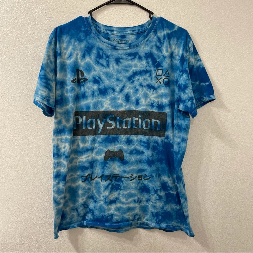 PlayStation tie dye t shirt blue medium